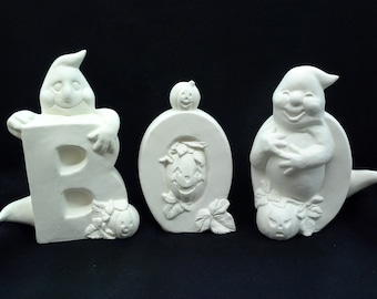 Boo Ghost 3 pieces unfinished and in Bisque