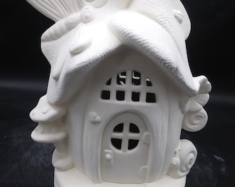 Ceramic Dragon Fly Hollow Pumpkin House - Bisque (Unfinished)