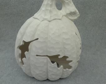 Ceramic Pumpkin With Leaf Light (unfinished)