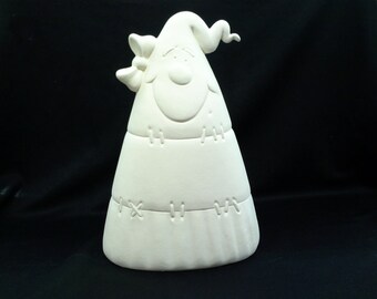 Ceramic Large Candy Corn Girl Bisque (unfinished)