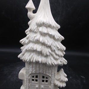 Ceramic Double Door Pine Knoll Fairy House - Bisque (Unfinished)