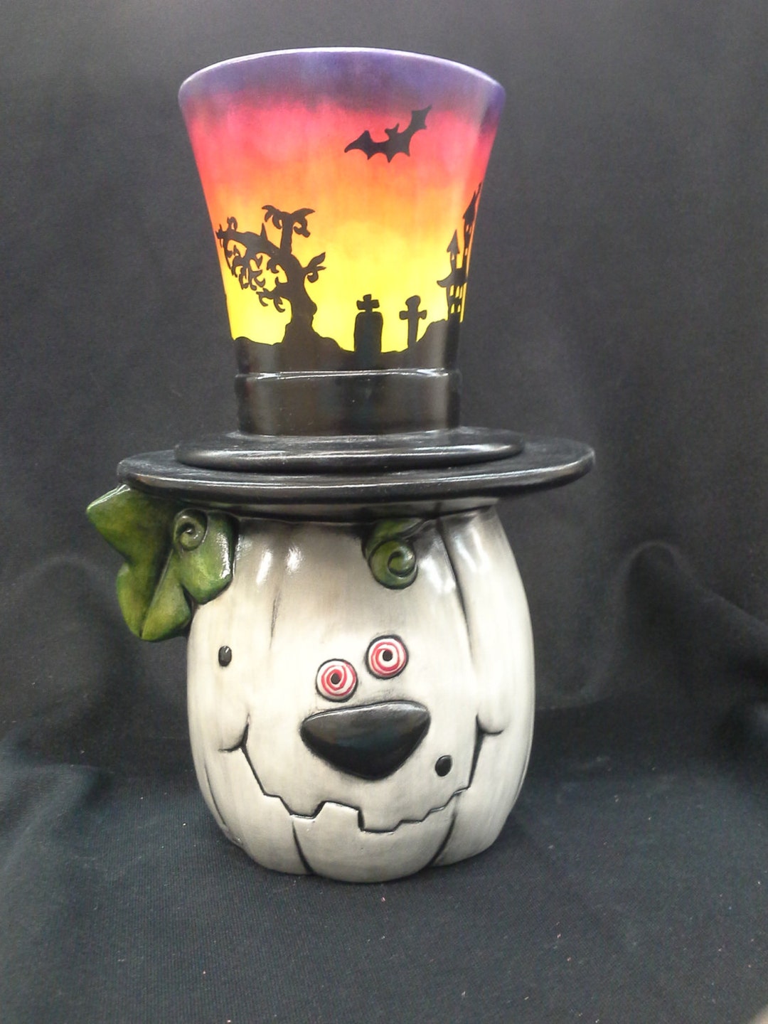 Two Pieces Finished Pumpkin With Top Hat Etsy