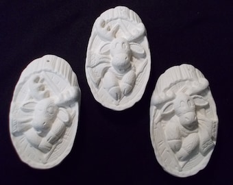 Ceramic Bisque Moose Christmas Ornaments