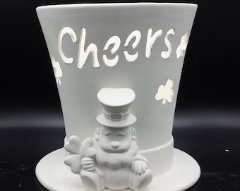 Leprechaun Cheers ceramic bisque tophat