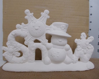 Ceramic "SNOW" Sign Bisque