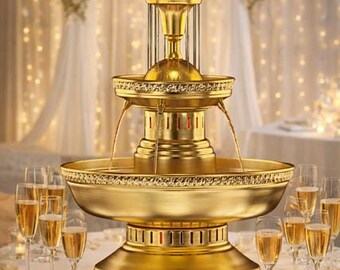 Fuente de champán, fuente de bebidas para buffet, fuente de bar, bebidas para fiestas, fuente de cócteles dorada, decoración para fiestas, decoración para buffet, fiesta dorada