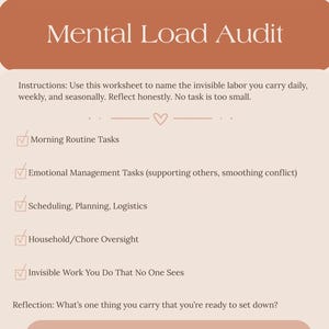 Mental Load Audit Printable | Organize Your Overwhelm | PDF for Women & Moms