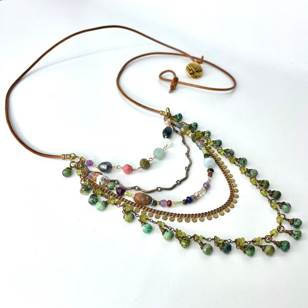 Sundance Inspired Beaded Gemstone Necklace