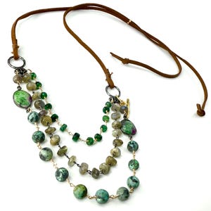 Sundance Inspired Boho Necklace, Fall Mixed Gemstone Necklace