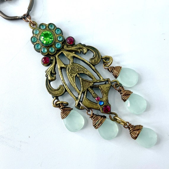 Vintage Italian Art Nouveau Chandelier Pendant, S… - image 3