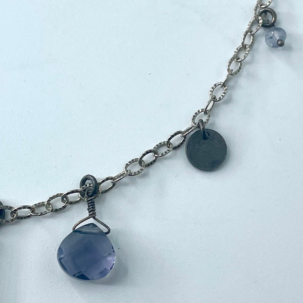 Chalcedony Pendant Necklace With Mixed Gemstones Drops Pave - Etsy