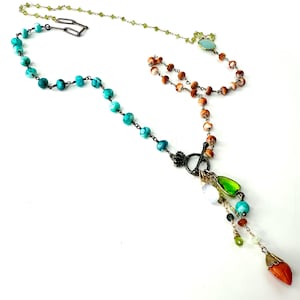 Mixed Gemstone Sundance Inspired Necklace, Summer Jewelry