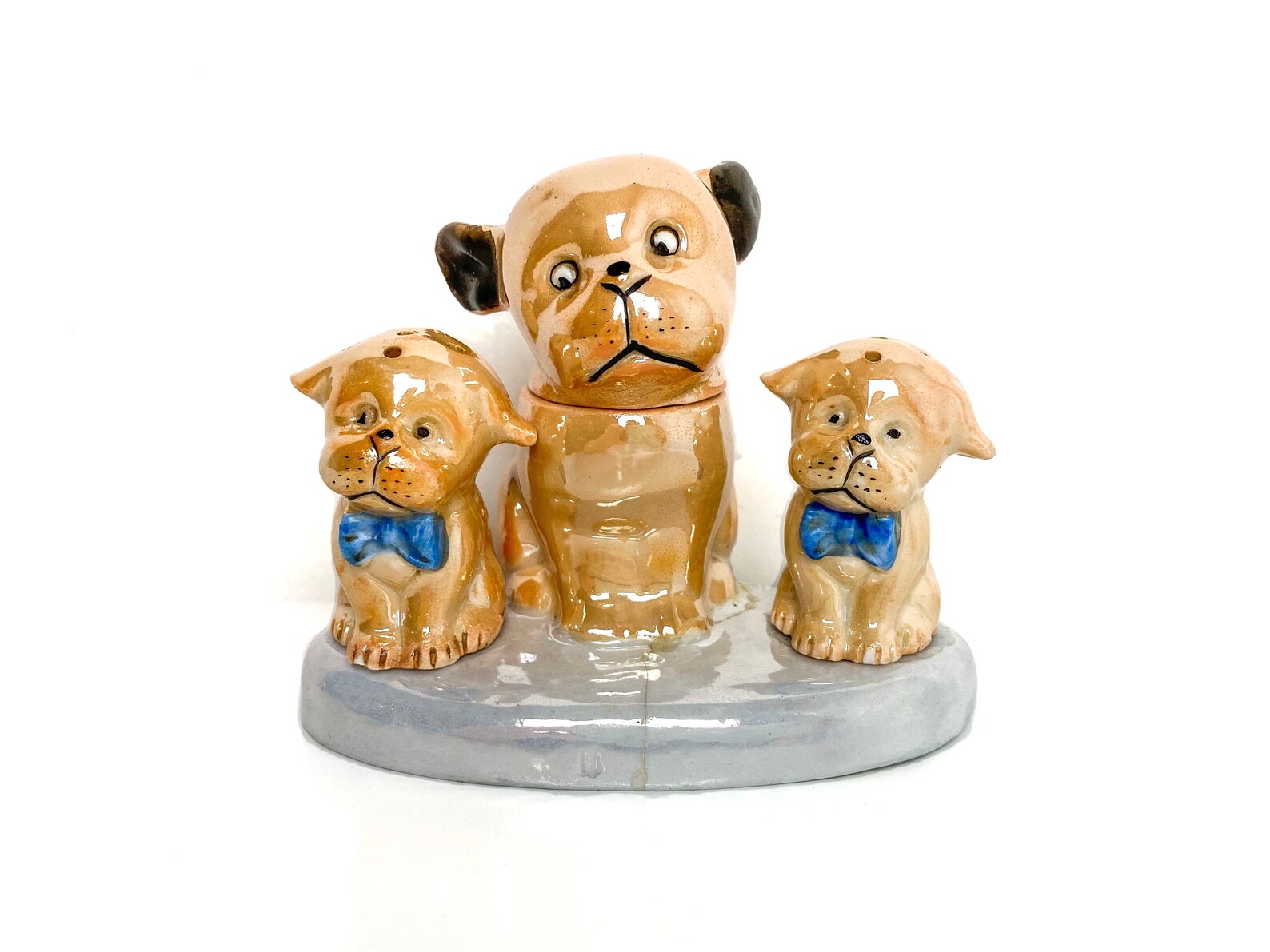 Vintage Dog Salt & Pepper Shakers with Sugar Dish Mid Etsy