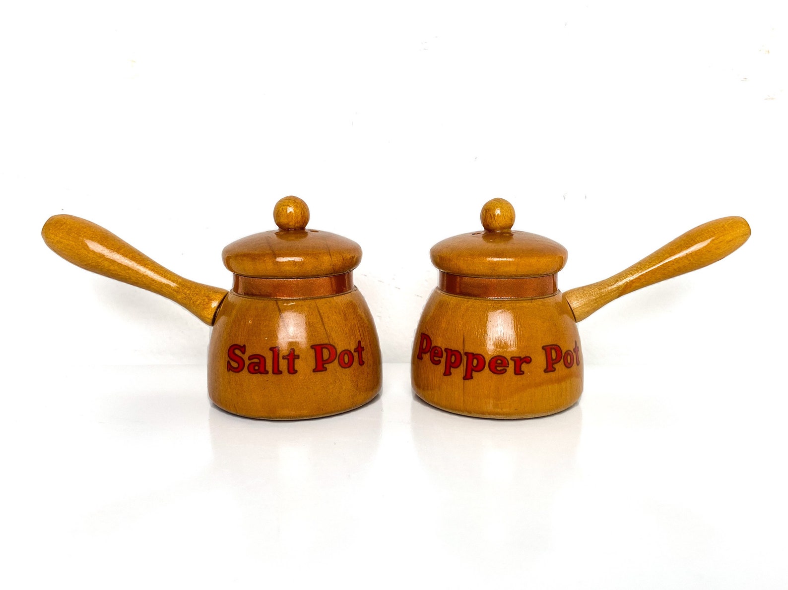 Vintage Salt Pot & Pepper Pot Wood Pot Salt and Pepper Etsy
