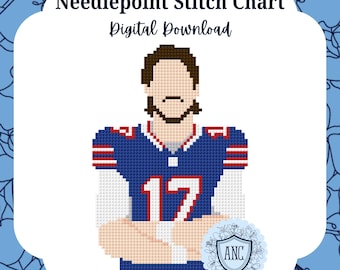Josh Allen Needlepoint Chart, Digital Download, PDF Pattern