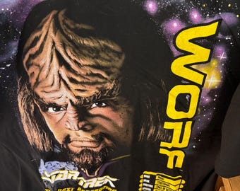 Star Trek: Nueva Generación: Worf - Camisetas de disfraz de ciencia ficción auténticas - Tallas para adultos XL
