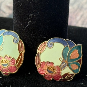 Brincos Cloisonne Genuínos | Joias Avon Clássicas e Elegantes | Brincos Avon Retrô com Clipe | Avon | Presente para Ela | Item 371