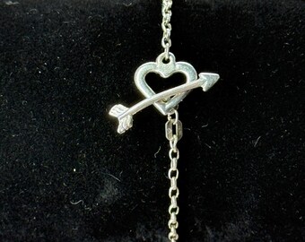 Vintage Avon Sterling Silver Heart & Arrow Toggle Bracelet