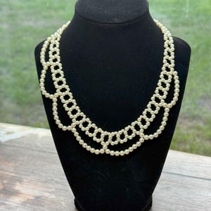 Pearlized Lace Necklace | Vintage Avon Necklace | Retro Costume Jewelry | Avon Collectible Gift for Her | Item 134