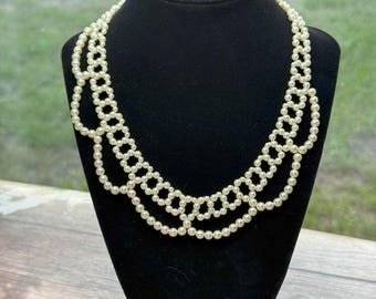 Pearlized Lace Necklace | Vintage Avon Necklace | Retro Costume Jewelry | Avon Collectible Gift for Her | Item 134