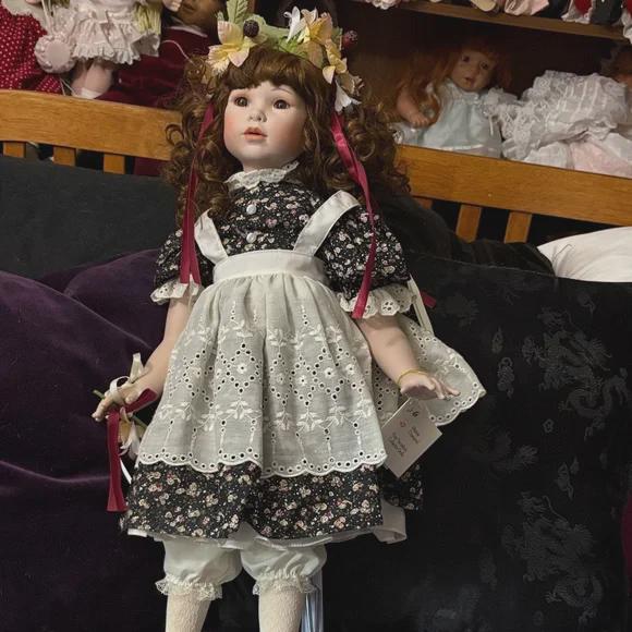 Amber Representing Autumn Charming Floral Porcelain Doll. Limited