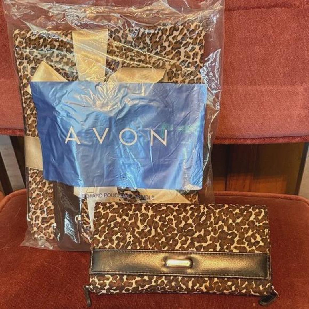 Avon Leopard Print Wallet With 3 Cosmetic Bags. New in Original Package ...