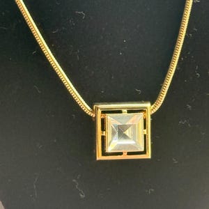 Square-Cut Crystal Necklace | Vintage Avon Necklace | Retro Costume Jewelry | Avon Collectible Gift for Her | Item 156