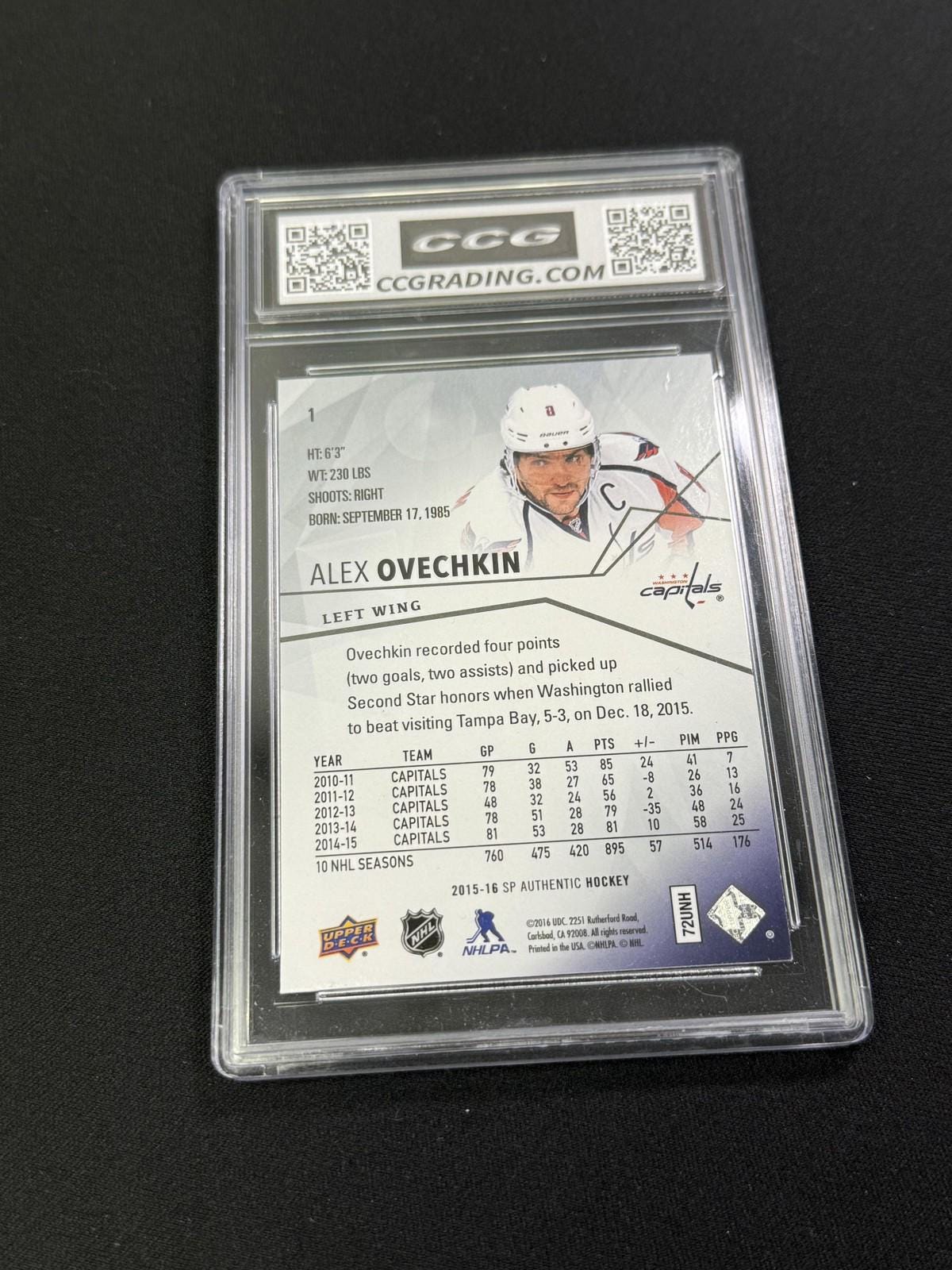 Alex Ovechkin 2015 Upper Deck SP Authentic CCG 10 Capitals Rookie