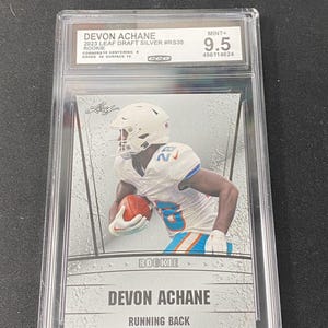 Devon Achane 2023 Leaf Draft Silver CCG 9.5 Miami Dolphins Rookie