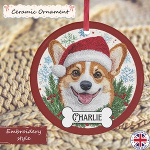 Gepersonaliseerde Corgi-kerstornament: keramische hondenaandenken