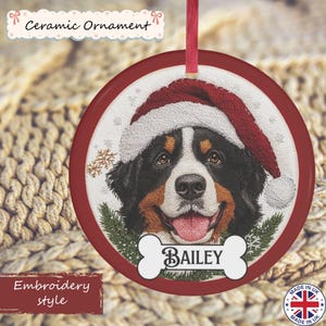 Addobbo natalizio personalizzato a forma di cane da montagna bernese: ricordo in ceramica