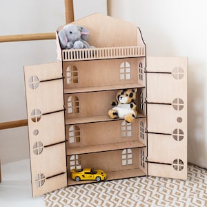 Wooden dollhouse with doors, Handcrafted wooden dollhouse, Nursery doll houses, Toddler dollhouse, Nursery boho decor, Miniature House girls