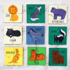 Montessori puzzle for toddlers, Woodland animal puzzle for kids, Farm animal puzzle, Baby educational toys, First birthday puzzle gift