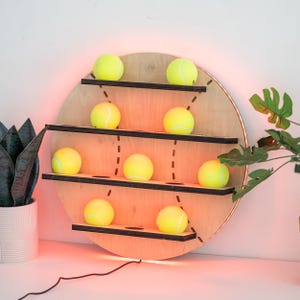 Tennis Ball Display Case, Tennis Ball Wall Rack, Illuminated Tennis Display, Tennis Memorabilia Display, LED Tennis Ball Holder Wall