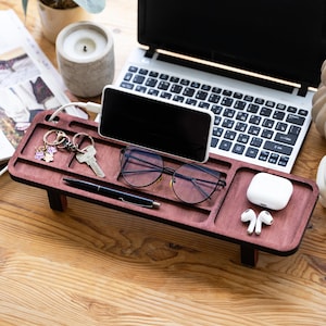 Organizador de escritorio de oficina de madera, Organizador de suministros de oficina para escritorio, Estación de acoplamiento de madera, Muebles y almacenamiento de oficina, Organización de suministros de oficina