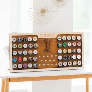 Personalized golf ball markers display, Golf ball marker display board, Ball marker display magnetic, Golf ball marker holder, Golf gift