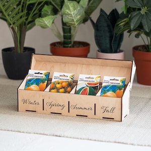 Personalized seed organizer, Seed storage box, Custom seed box, Seed boxes gardening, Wooden seed display, Wood seed box, Gardening storage