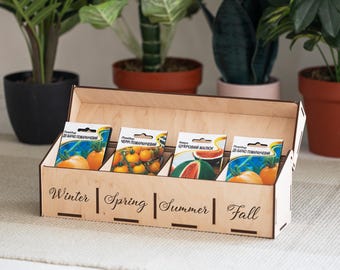 Personalized seed organizer, Seed storage box, Custom seed box, Seed boxes gardening, Wooden seed display, Wood seed box, Gardening storage