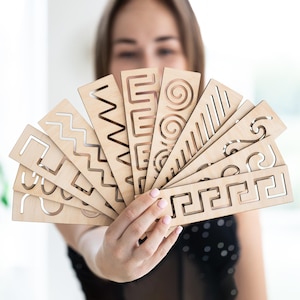 Montessori stencils 12pcs, Wooden stencil tracing,Line tracing stencils,Montessori educational toys,Preschool tracing stencils,Tracing board