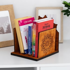 Wooden book stand for reading, Wood book holder, Rustic book shelf, Library book stand, Book stand for desk, Book desk organizer