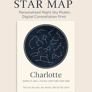 Individuelle Geburts-Sternenkarte - personalisierter Nachthimmel Poster, digitale Konstellation Druck, Baby Geburt Moment Andenken