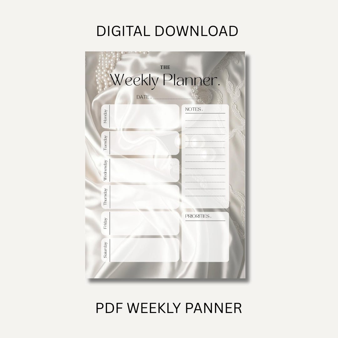 Minimalist Weekly Planner Printable: Undated A4 PDF Digital Download - Etsy