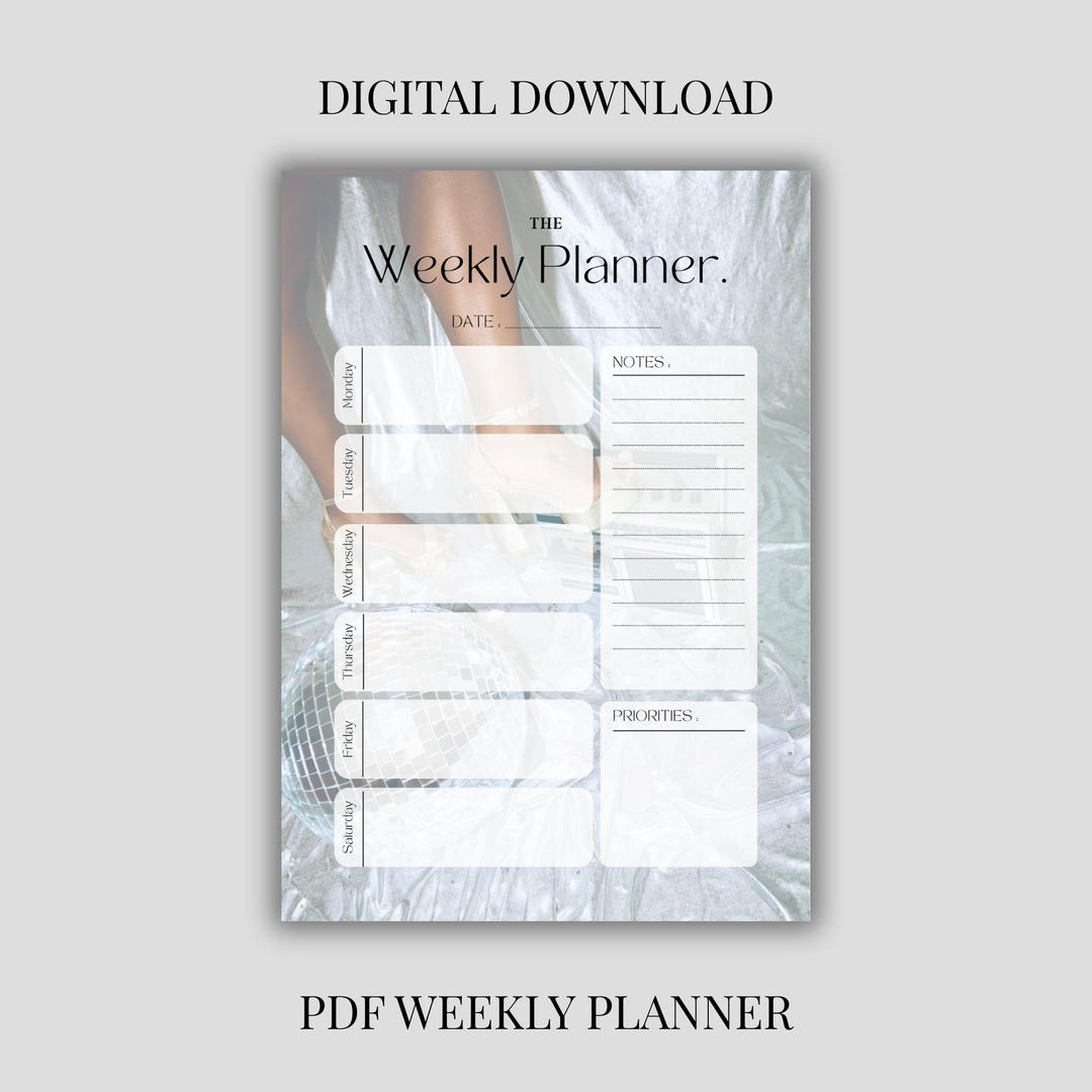 Minimalist Weekly Planner Printable: Undated Schedule, A4 PDF (digital ...