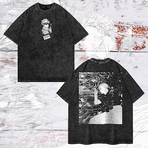 Heavy Oversized Acid-Washed Unisex Anime T-Shirt | Streetwear & Gym Style