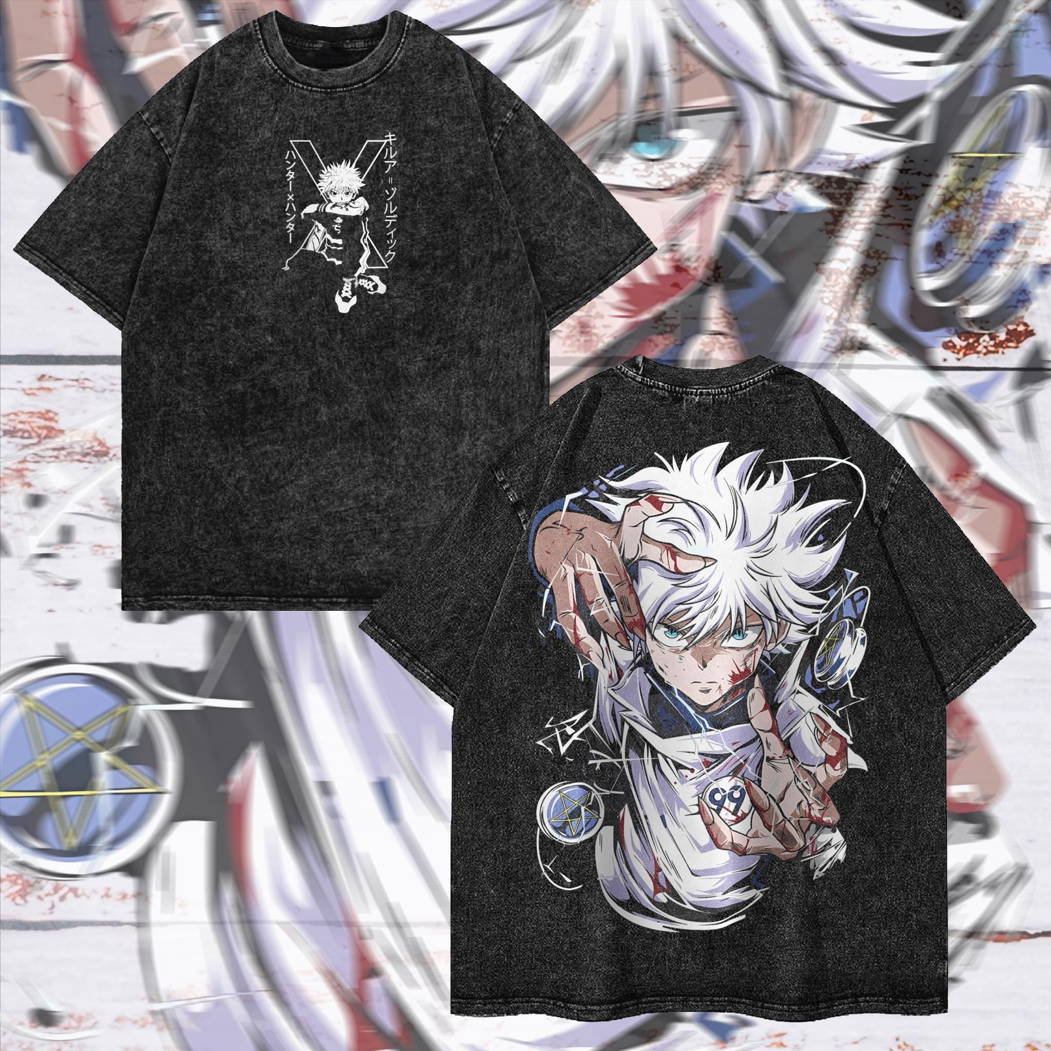 T-shirt Anime Killua Zaoldyeck, Cotone, Stampa Vintage, Nera, Unisex, Per Tempo Libero E Sport