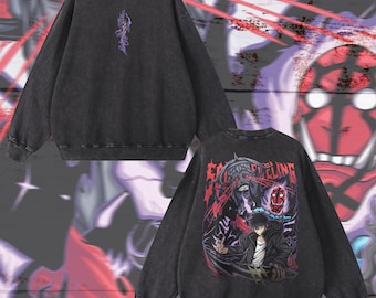 Heavy Oversized Acid-Washed Unisex Anime Sweatshirt | Streetwear & Gym Style