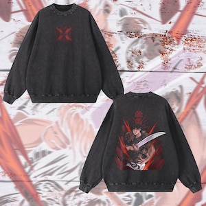Heavy Oversized Acid-Washed Unisex Anime Sweatshirt | Streetwear & Gym Style