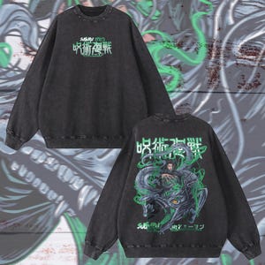 Heavy Oversized Acid-Washed Unisex Anime Sweatshirt | Streetwear & Gym Style