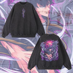 Heavy Oversized Acid-Washed Unisex Anime Sweatshirt | Streetwear & Gym Style