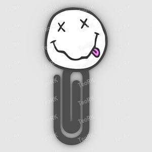 Paper clip nirvana, bookmark - smile- 3MF pre-painted, STL file for 3D printer, 3D printing